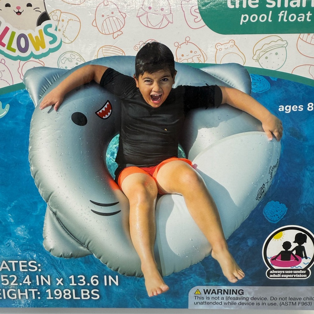 Squishmallows Gordon the Shark Pool Swim Float Child 8 Years + Big Mouth Inc New